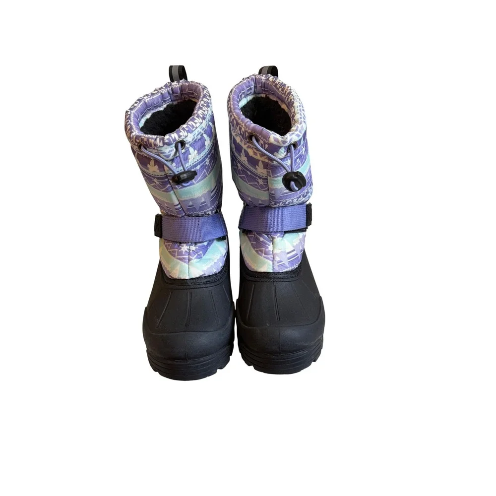 Northside Frosty Kids Snow Boots Purple Teal Mountain Print Insulated Size 3
